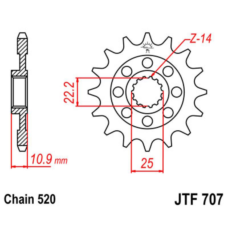 Купить Звездочка передняя JT Sprockets (шаг 520 ) JT JTF707